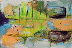 Bild 10: Abstrakt: Landschaft grün, gelb, 100x80cm, 600€