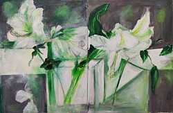 2 Bilder: Amaryllis in der Vase, je 30x40cm, je 300€